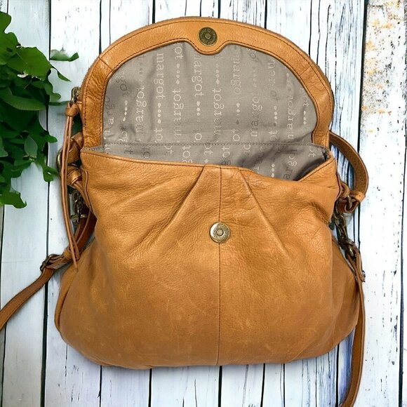 Margot Adelle Convertible Hobo Bag Light Brown Soft Genuine Leather 14"W x 12"H - Picture 4 of 12